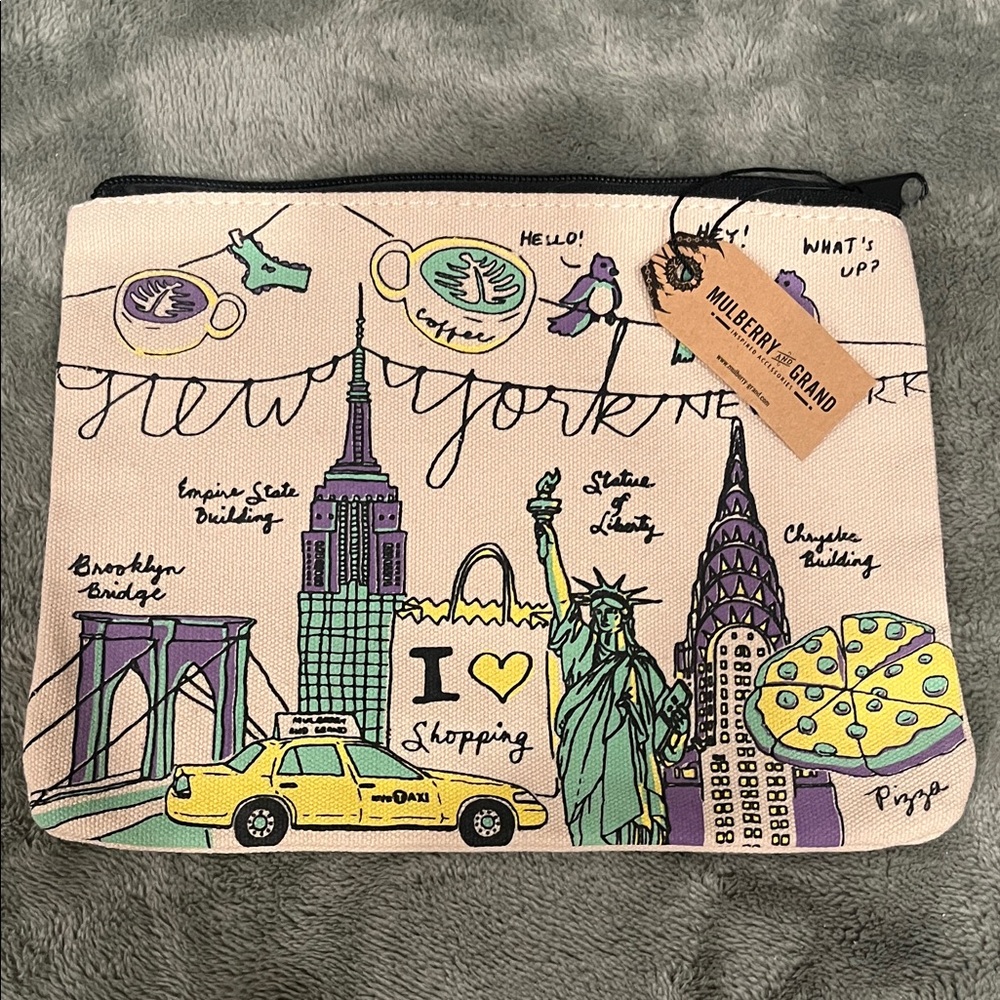 Mulberry and Grand New York Themed Zipper Pouch